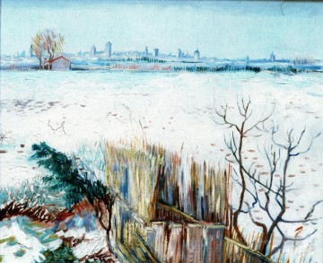 Paisaje nevado con Arles al fondo 2 Vincent van Gogh Pinturas al óleo